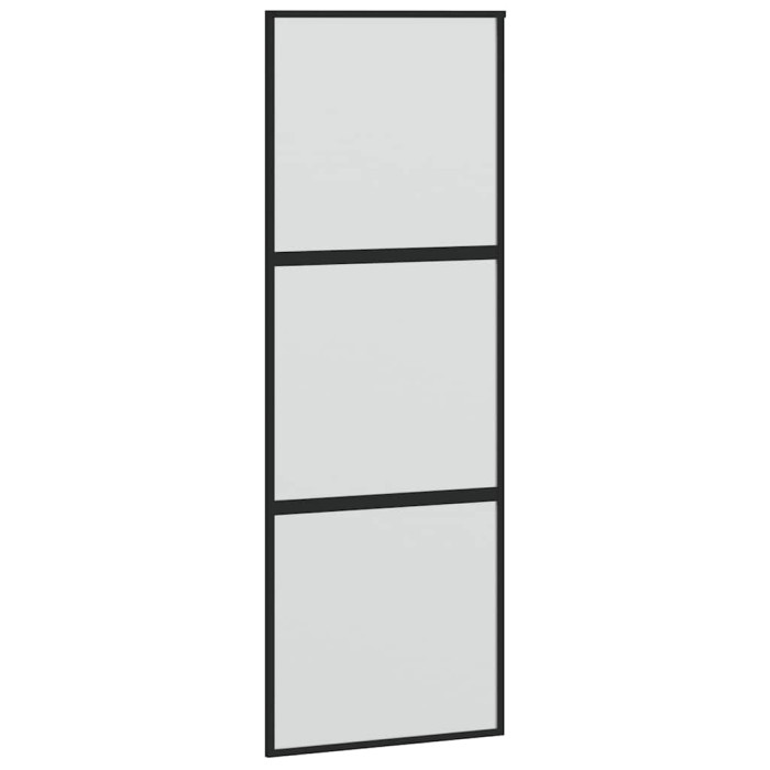 Drsna vrata črna 76x205 cm kaljeno steklo in aluminij